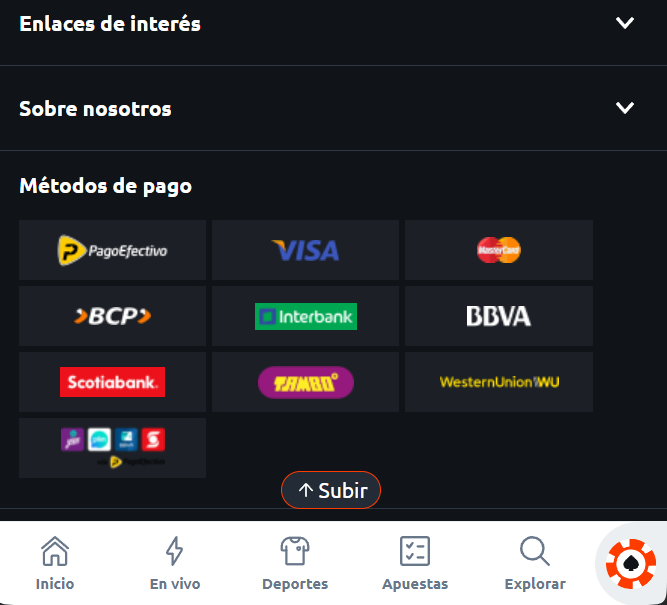 métodos de pago en la aplicación betano