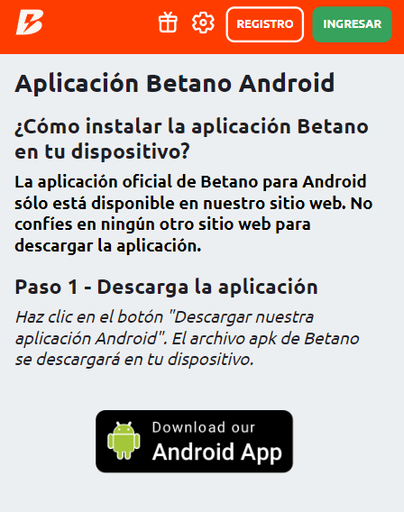 apk betano instalación