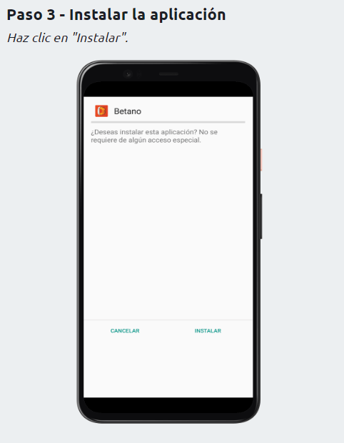 instalar la aplicación androd betano